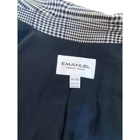 Emanuel Ungaro Wrap Blazer Jacket Women's size 14 Houndstooth Wool Blend Plaid - Picture 7 of 7